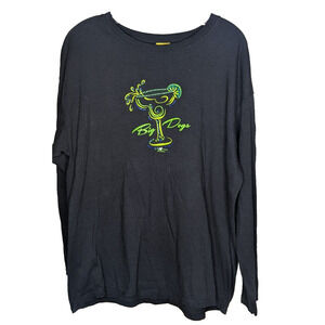 Womens Tshirt Tee Top Long Sleeve Black XL Margarita Cocktail Party Big Dogs